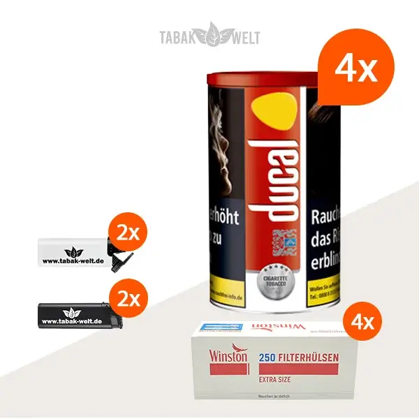 ducal-red-feinschnitt-tabak-4x-dose-mit-1000-extra-size-huelsen