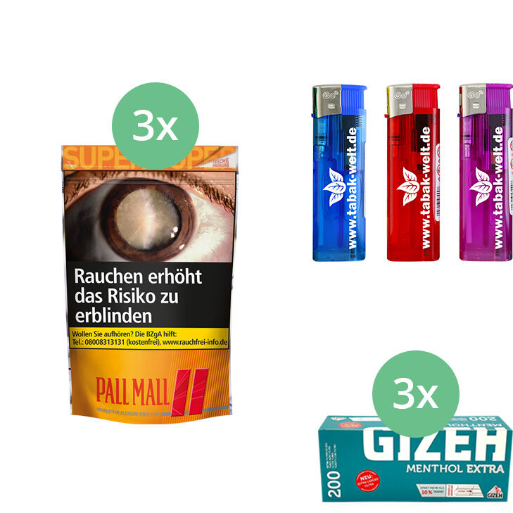 Pall Mall Allround Red 3 x Super Beutel Mit 600 Menthol Extra Hülsen