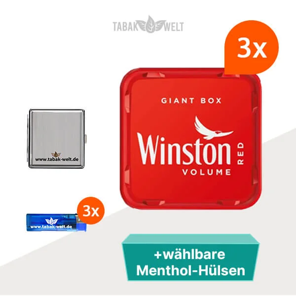 Winston Volumentabak 3 x Giant Box mit wählbaren Menthol Hülsen Winston Volumentabak 3 x Giant Box mit wählbaren Menthol Hülsen