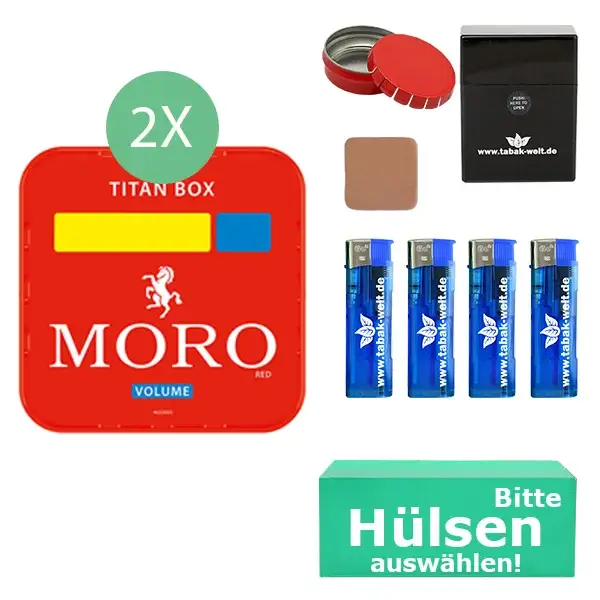 Moro Tabak 2 x Titan Box mit Wählbaren Hülsen und Aschenbecher