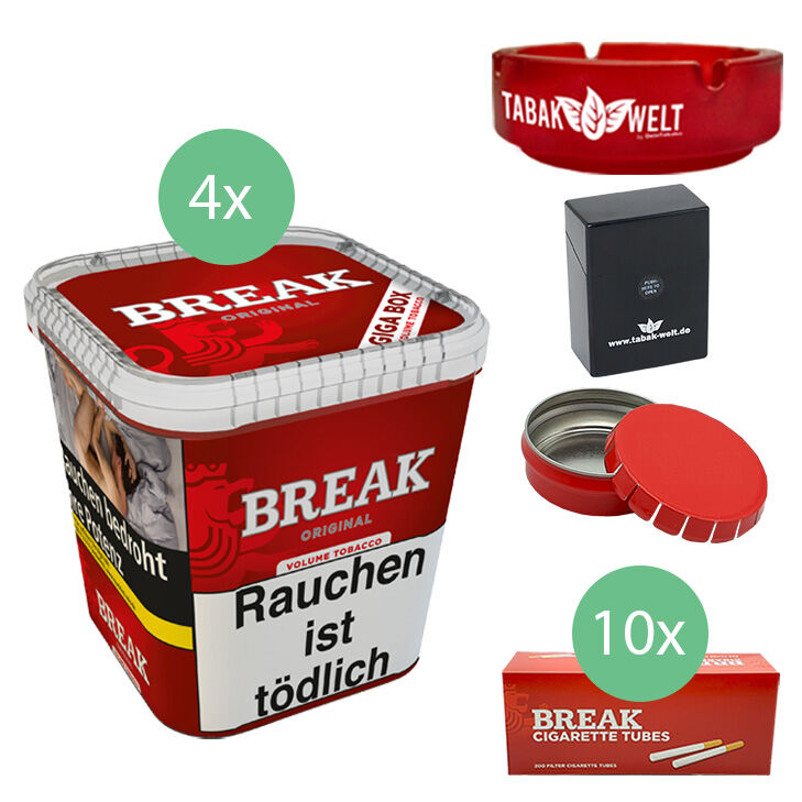 Break Original Tabak 4 x Giga Box mit 2000 Filterhülsen