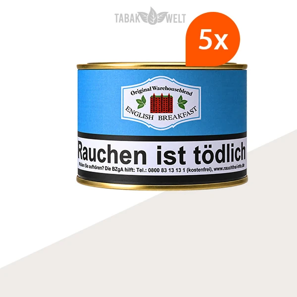 HU Tobacco English Breakfast Pfeifentabak, 5 Dosen