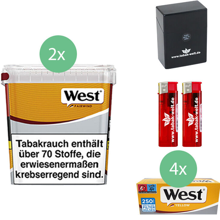 West Volumentabak Yellow 2 x Giga Box mit 1000 Special Size Hülsen