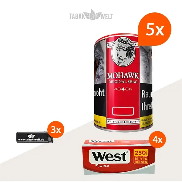 mohawk-original-shag-feinschnitt-tabak-5x-dose-mit-1000-filterhuelsen