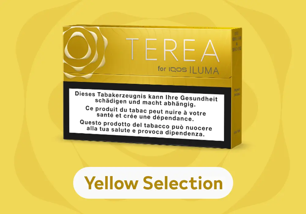 Die Terea fuer IQOS im Banner als Yellow Selection
