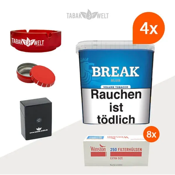 break-blue-volumentabak-4x-giga-box-mit-2000-extra-size-huelsen-und-mini-aschenbecher