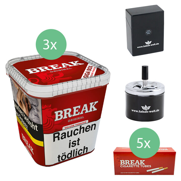 Break Original Tabak 3 x Giga Box mit 1000 Filterhülsen