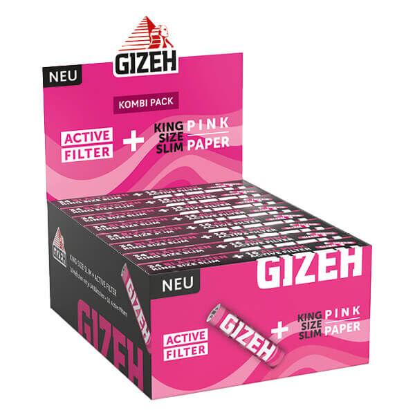 Gizeh All Pink King Size Slim 34 Blatt + Active Filter (Box) 