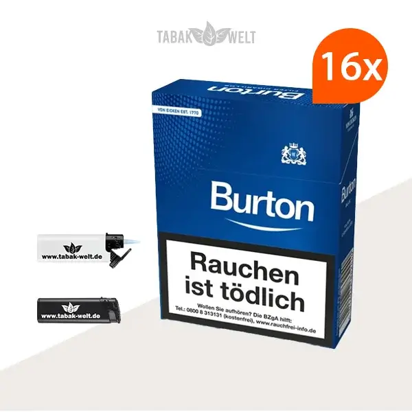 16X Burton Blue Naturdeckblatt mit Sturm Feuerzeug