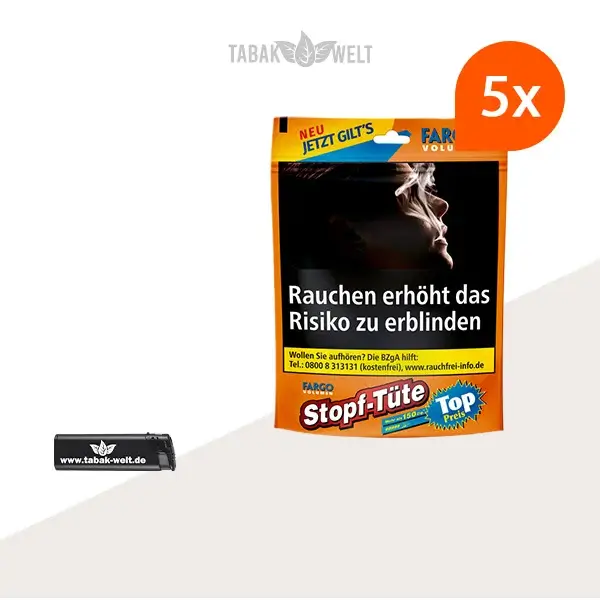 fargo-volumentabak-5x-stopf-tuete-mit-feuerzeug