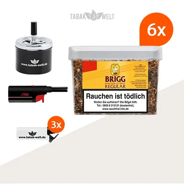 brigg-regular-pfeifentabak-6x-eimer-mit-aschenbecher-und-feuerzeuge