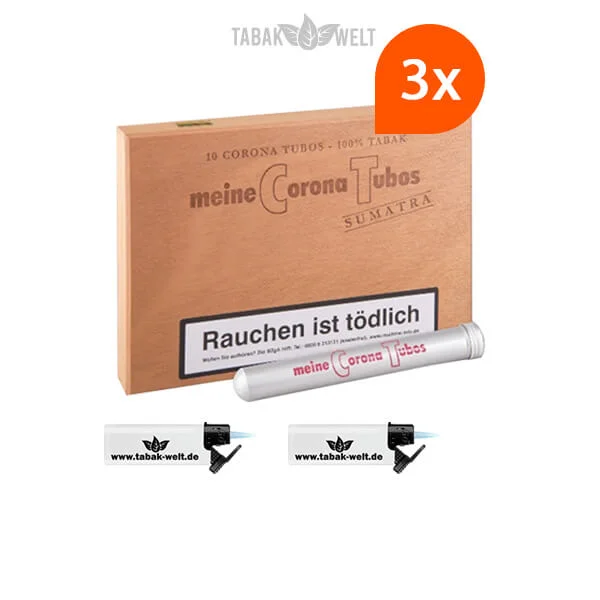 3x-meine-corona-tubos-sumatra-zigarren-mit-sturm-feuerzeuge