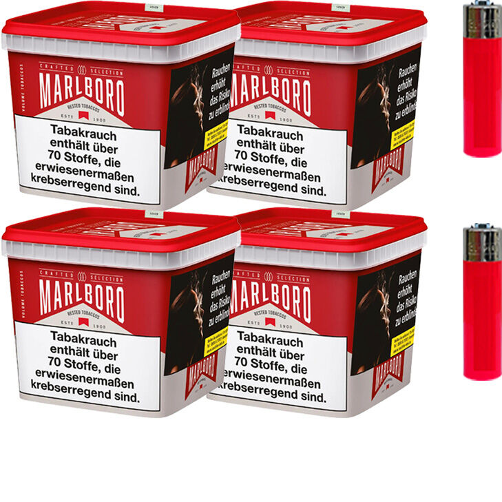 Marlboro Tabak Crafted Selection 4 x Mega Box mit Feuerzeugen