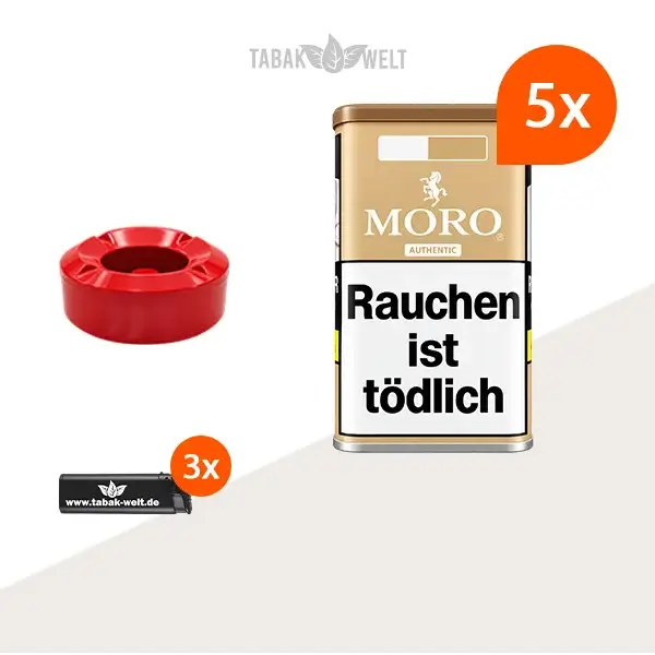Moro Authentic Feinschnitt Tabak 5x Vorratsdose mit Aschenbecher