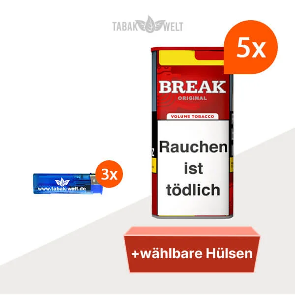Break Volumentabak Original XXL 5 x Dose mit wählbaren Hülsen