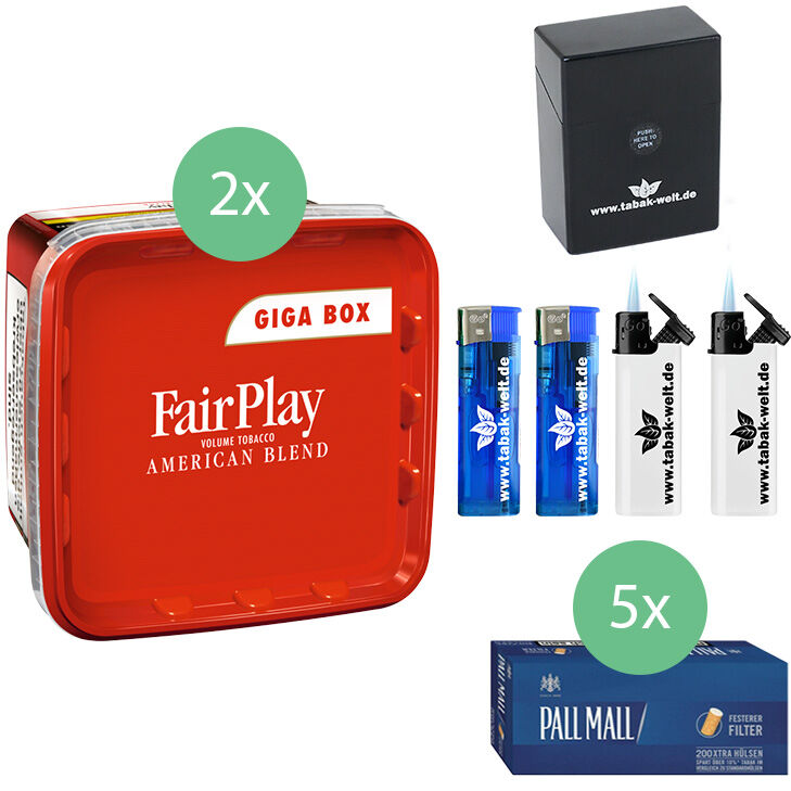 Fair Play Volumentabak Giga Box 2 x 315g mit 1000 Xtra Size Filterhülsen 