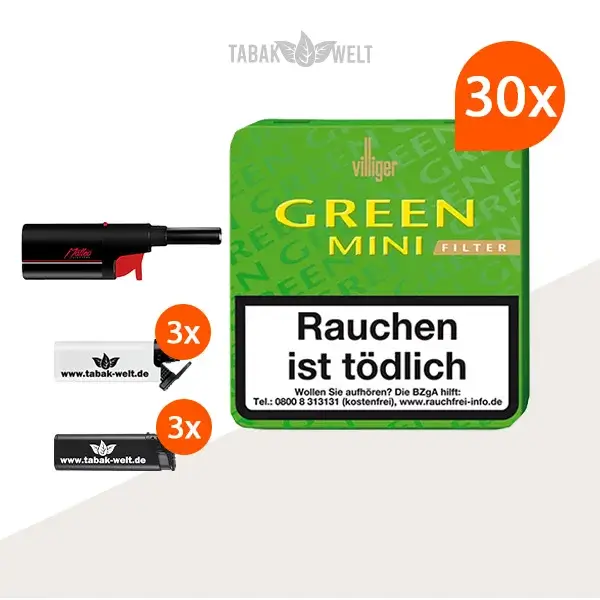 30x-villiger-green-mini-filter-mit-feuerzeuge