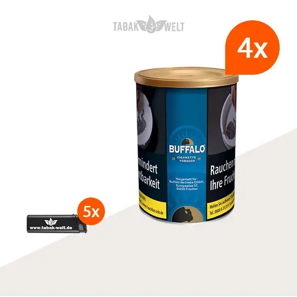 buffalo-blau-feinschnitttabak-4x-dose-mit-feuerzeugen buffalo-blau-feinschnitttabak-4x-dose-mit-feuerzeugen