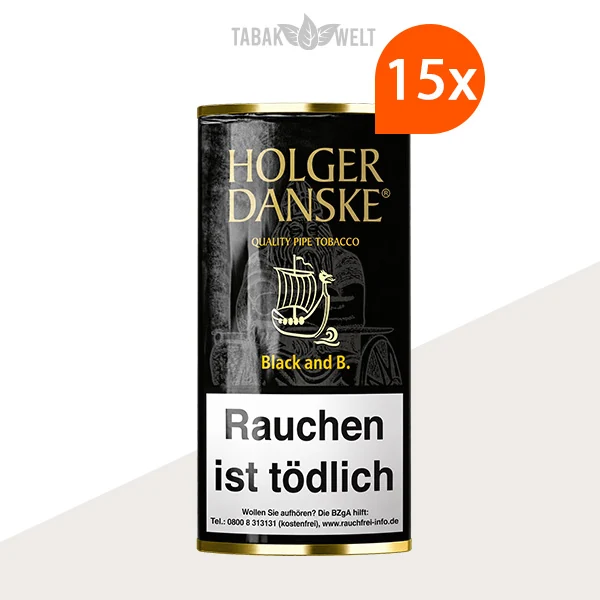 Holger Danske Black and Bourbon Pfeifentabak – 15 Pouches im Set