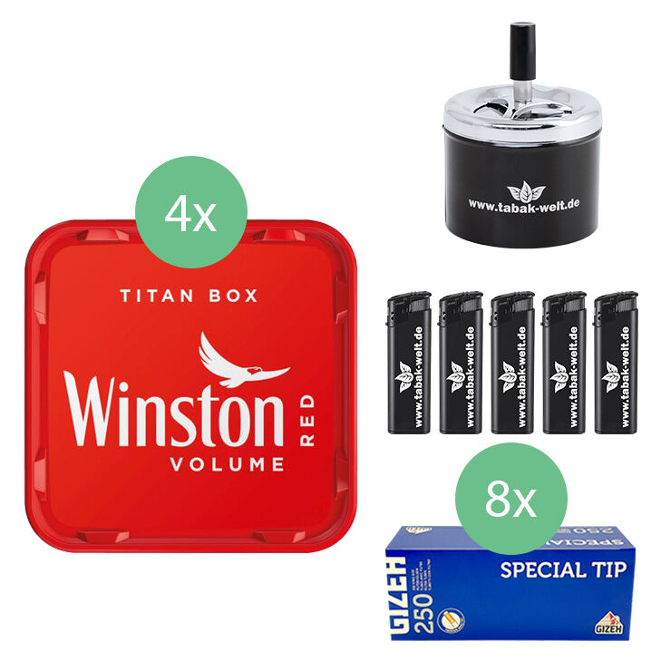 Winston Tabak 4 x Titan Box mit 2000 Special Tip Hülsen