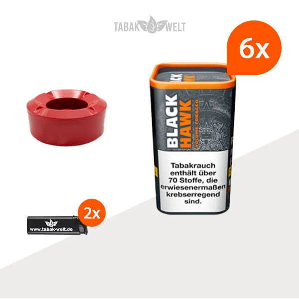 Black Hawk Volumentabak 6x Dose mit Windaschenbecher Black Hawk Volumentabak 6x Dose mit Windaschenbecher
