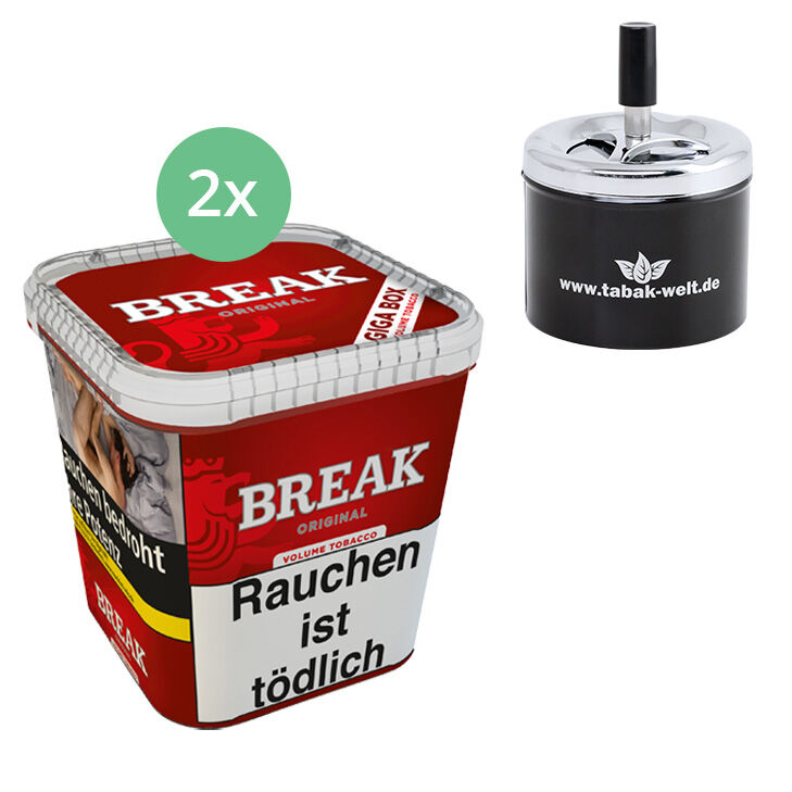 Break Original Tabak 2 x Giga Box mit Aschenbecher