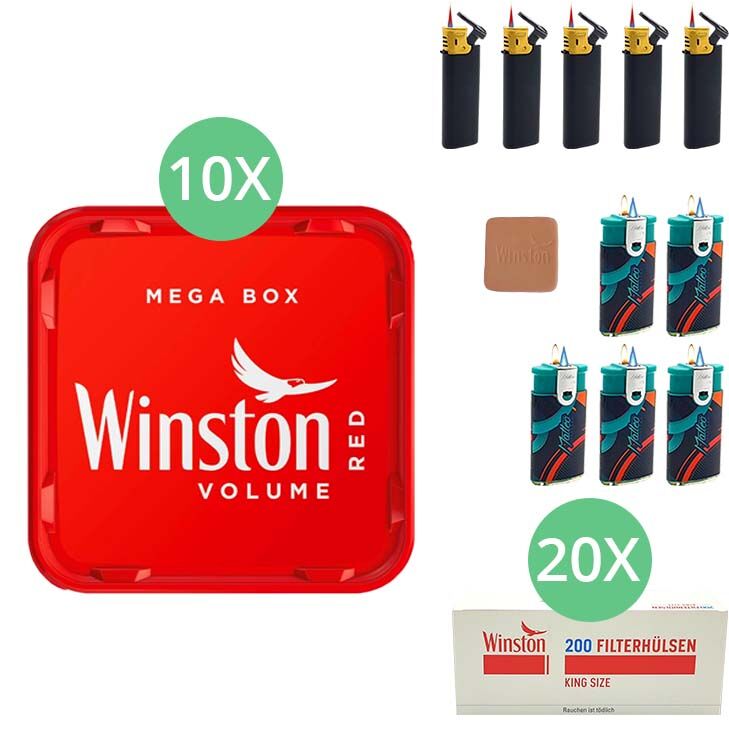 Winston Mega Box 10 x 135g mit 4000 King Size Hülsen