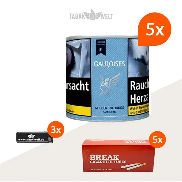 Gauloises Mélange Original Feinschnitt Tabak 5x Dose mit 1000 Hülsen