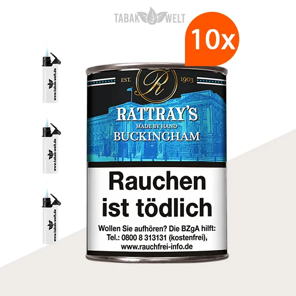 Rattray’s Signature Collection Buckingham Pfeifentabak im 10er-Box-Set inklusive Feuerzeugen.