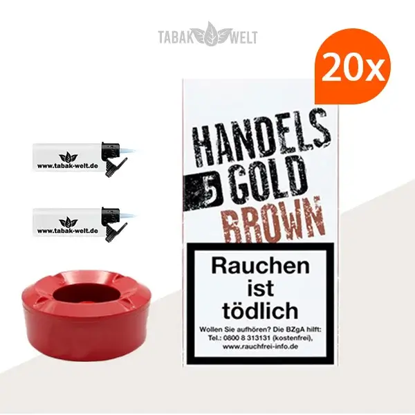 Handelsgold Brown Zigarillos 20 x 5 Stück mit Windaschenbecher