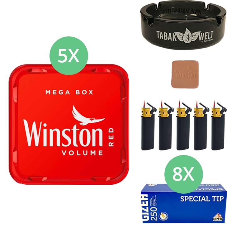Winston Mega Box 5 x 135g mit King Size 2000 Hülsen
