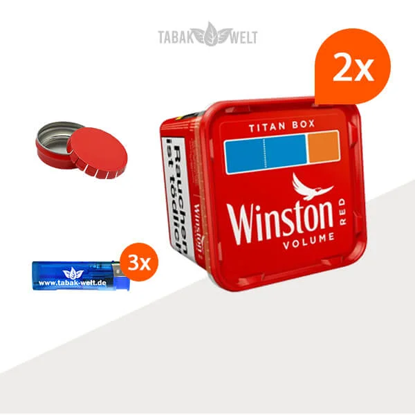 Winston Red Volumentabak 2x Titan Box mit Mini-Aschenbecher Winston Red Volumentabak 2x Titan Box mit Mini-Aschenbecher