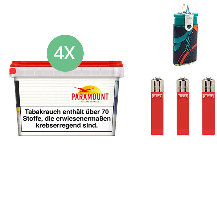 Paramount Tabak 4 x Mega Box mit Feuerzeugen