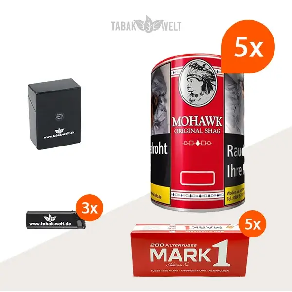 mohawk-original-shag-feinschnitt-tabak-5x-dose-mit-1000-king-size-huelsen-und-etui