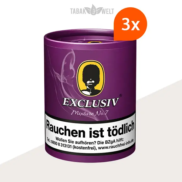 Exclusiv Mixture No. 7 Pfeifentabak mit Pflaumen-Rum-Aroma in drei XL-Dosen.