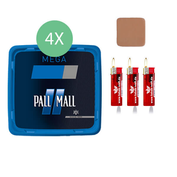 4 x pall mall blau Volumentabak mit led feuerzeuge