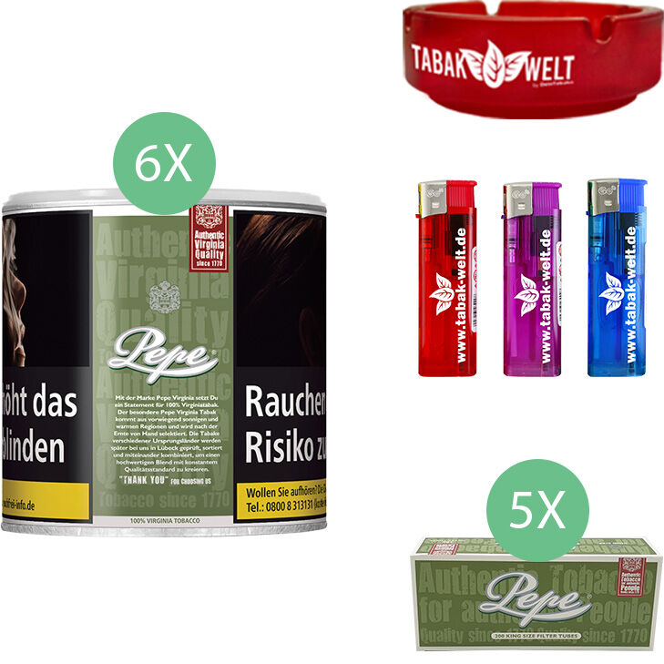 Pepe Rich Green 6 x 80g mit 1000 King Size Hülsen