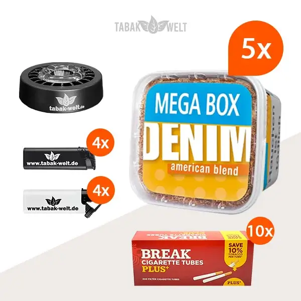 denim-volumentabak-5-x-mega-box-mit-2000-plus-huelsen-und-roulette-aschenbecher