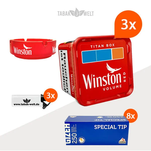 Winston Volumentabak 3 x Titan Box mit 2000 Gizeh Hülsen