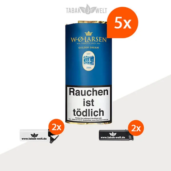 5x-w.-o.-larsen-golden-dream-50g-mit-feuerzeuge