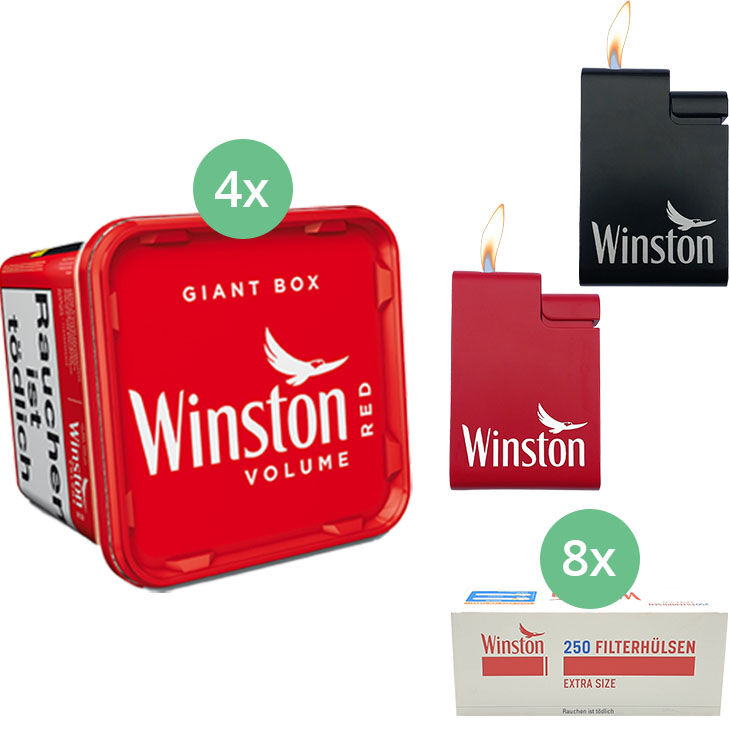 Winston Giant Box 4 x 205g mit 2000 Extra Size Hülsen