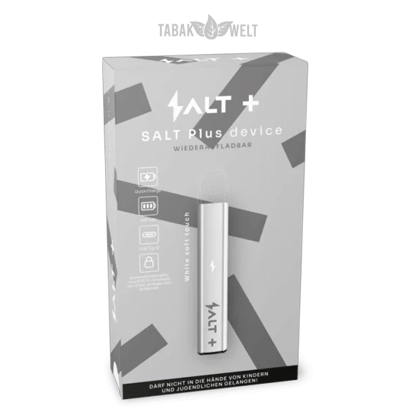 salt-plus-e-zigarette-white-soft-touch-akkutraeger