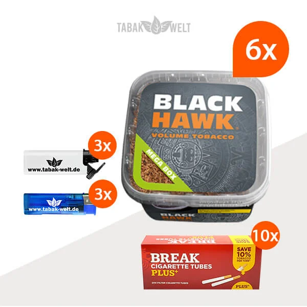  Black Hawk Volumentabak 6x Eimer mit 2000 Plus Filterhülsen
