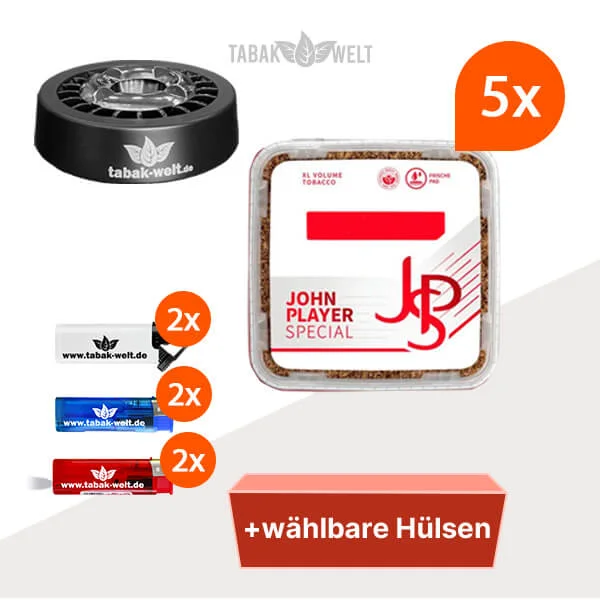 John Player Volumentabak 5x Eimer mit wählbaren Filterhülsen und Feuerzeugen John Player Volumentabak 5x Eimer mit wählbaren Filterhülsen und Feuerzeugen