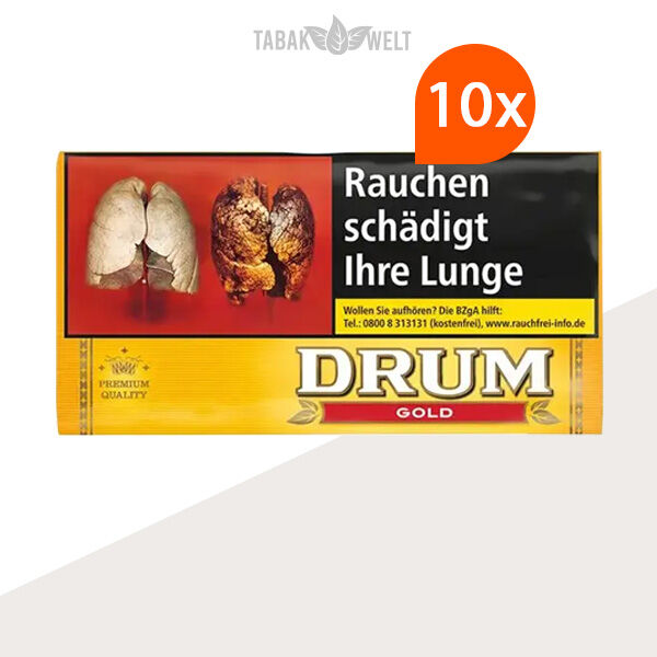Drum Feinschnitt-Tabak Gold 10x Pouch Drum Feinschnitt-Tabak Gold 10x Pouch