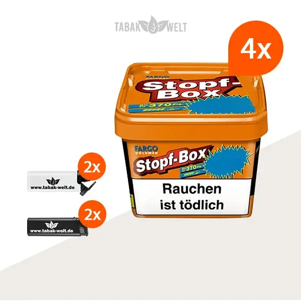 fargo-orange-volumentabak-4x-stopf-box-mit-feuerzeugen