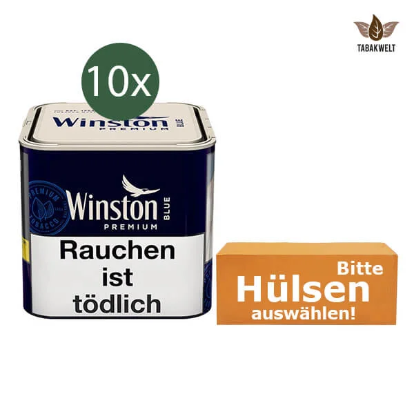 Winston Feinschnitttabak Blue 10 x Dose mit wählbarem Zubehör