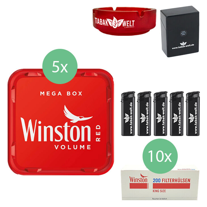 Winston Tabak 5 x Mega Box mit 2000 King Size Hülsen