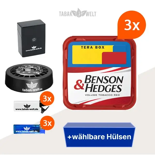 Benson und Hedges Red Volumentabak 3x Tera Box mit wählbaren Hülsen