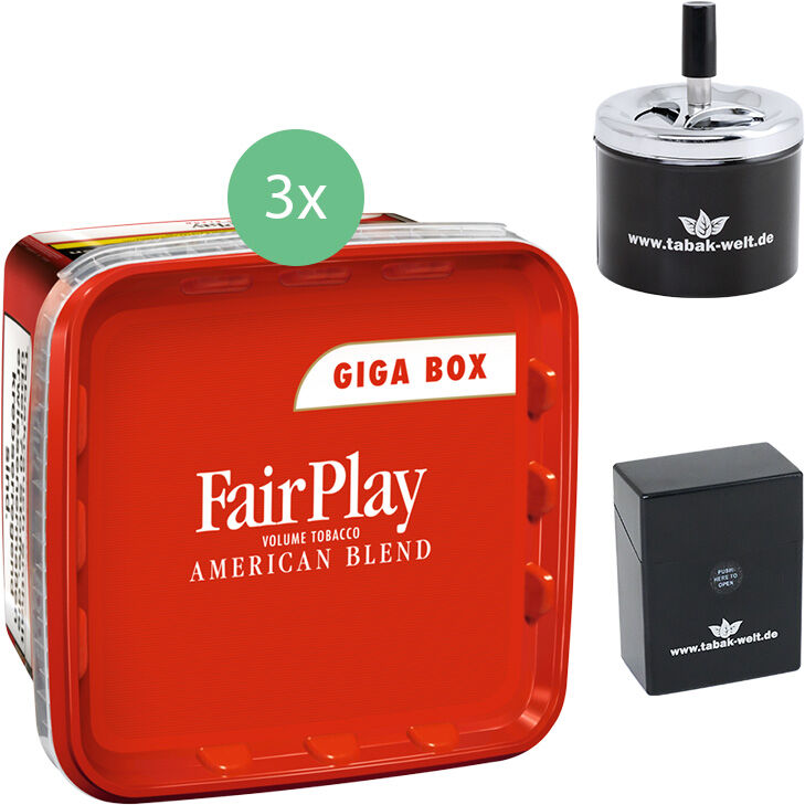 Fair Play Volumentabak Giga Box 3 x 315g mit Aschenbecher 